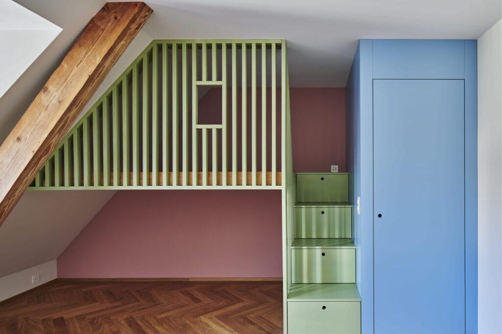 Kinderzimmer, Schreinereinbauten, Umbau Duplexwohnung Obra Bauleitung, Wohnungsbau, Eigentum, Stefan Zahno Architekt, Bern.